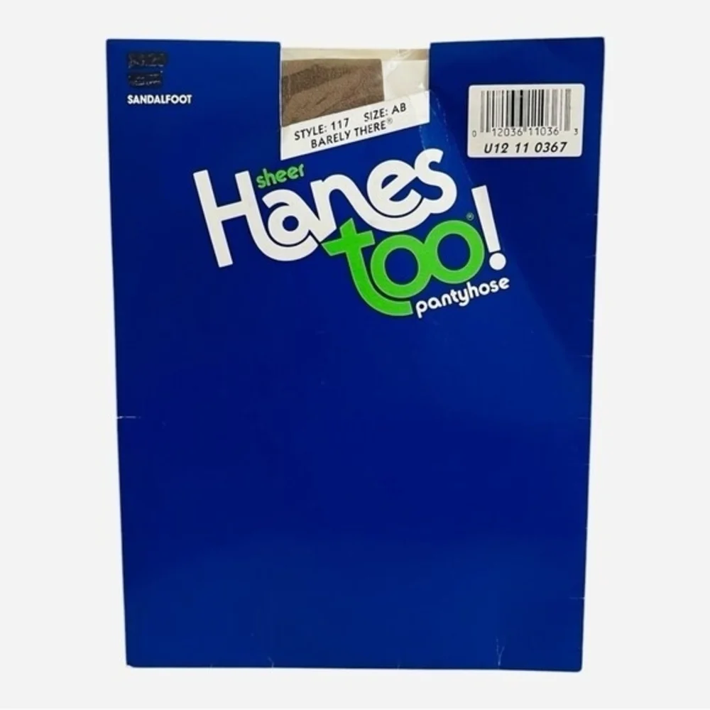 Vintage HANES TOO Sheer Pantyhose Barely There Sandalfoot Size AB Nude NIP